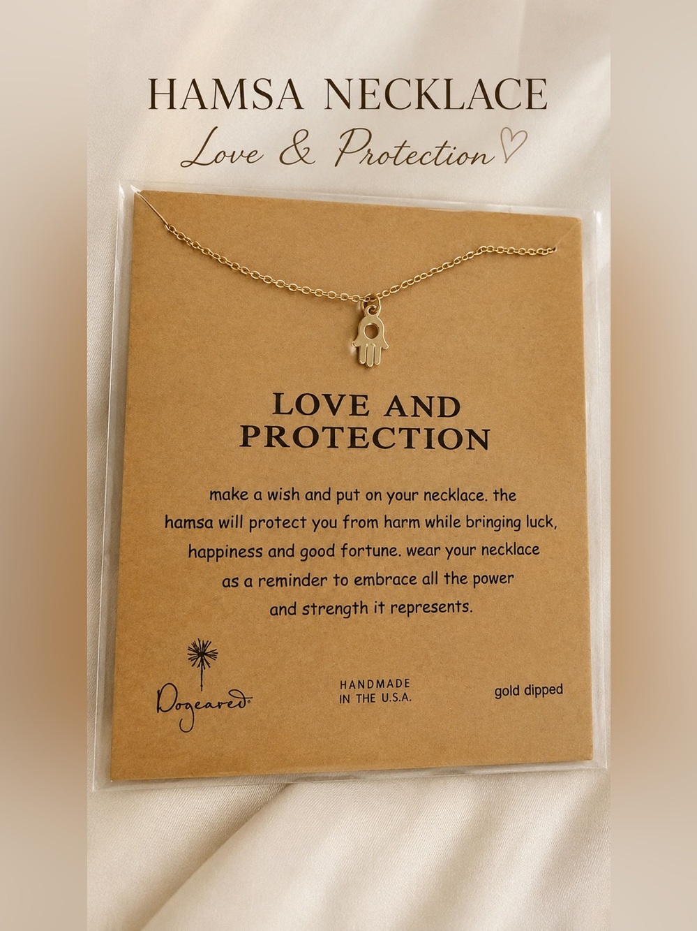 Dogeared Gold Hamsa Necklace - Love and Protection